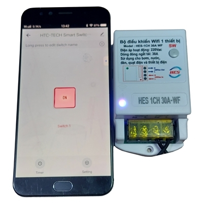 Bộ Điều Khiểu WIFI 1 Thiết Bị HES-1CH 30A-WF