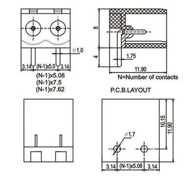 Terminal 2EDG 5.08mm 8-Pin Chân Thẳng