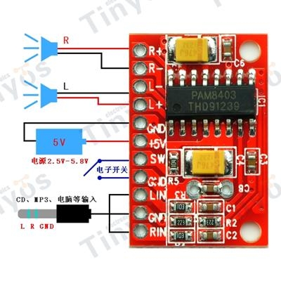 Mạch khuếch đại âm thanh PAM8403 XH-179 PCB đỏ