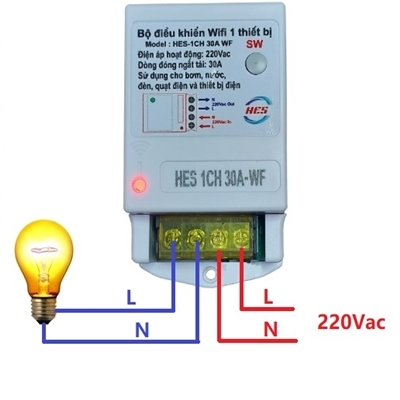 Bộ Điều Khiểu WIFI 1 Thiết Bị HES-1CH 30A-WF