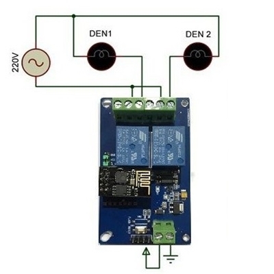 Module HTC WiFi ESP8266 2 Relay