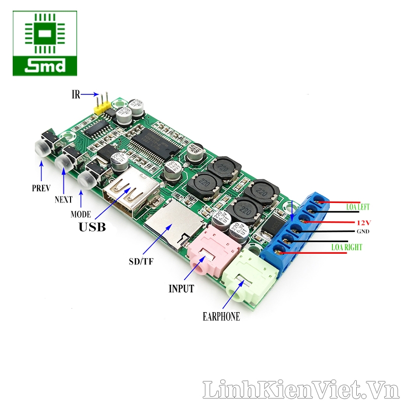 chức năng Module ClassD 2x15W có USB/TF