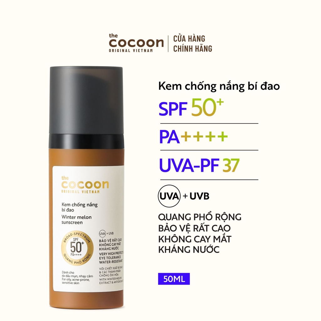 Chống Nắng Cocoon Bí Đao Phổ Rộng Winter Melon Suncreen SPF 50 + PA ++++ 50ml