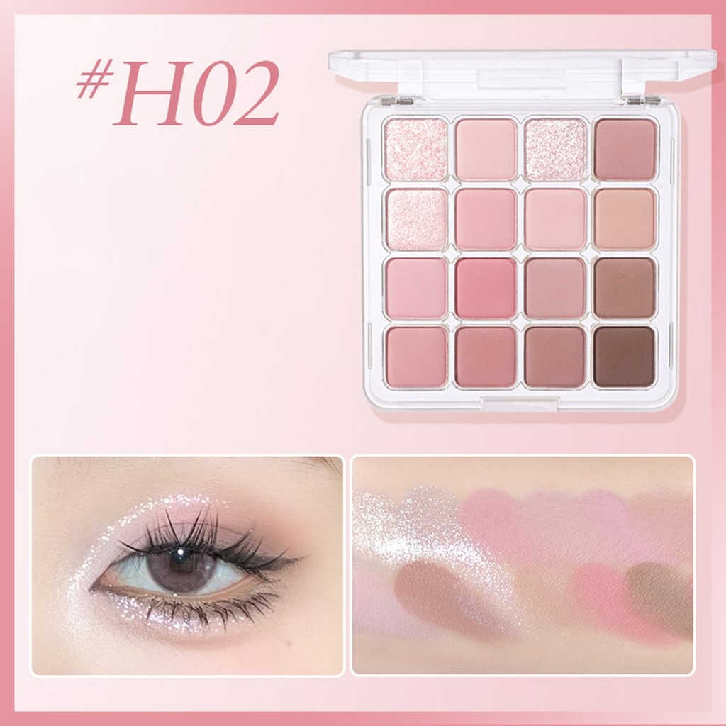 Bảng Phấn Mắt 16 Ô Trang Điểm Mắt Nhũ Mịn Lì Hold Live Sunset Magic Eyeshadow Palette HL716 19.2g