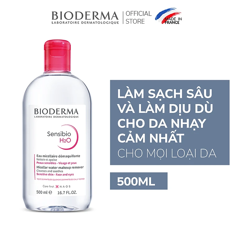 (Hàng công ty) Nước Tẩy Trang Công Nghệ Micella Bioderma Sensibio H2O & Sébium H2O 500ml