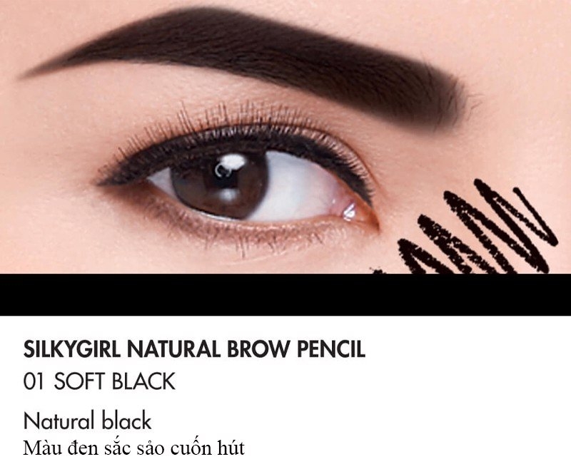 Chì Kẻ Mày Cho Đường Nét Tự Nhiên, Lâu Trôi Silkygirl Natural Brow Pencil 1.14g
