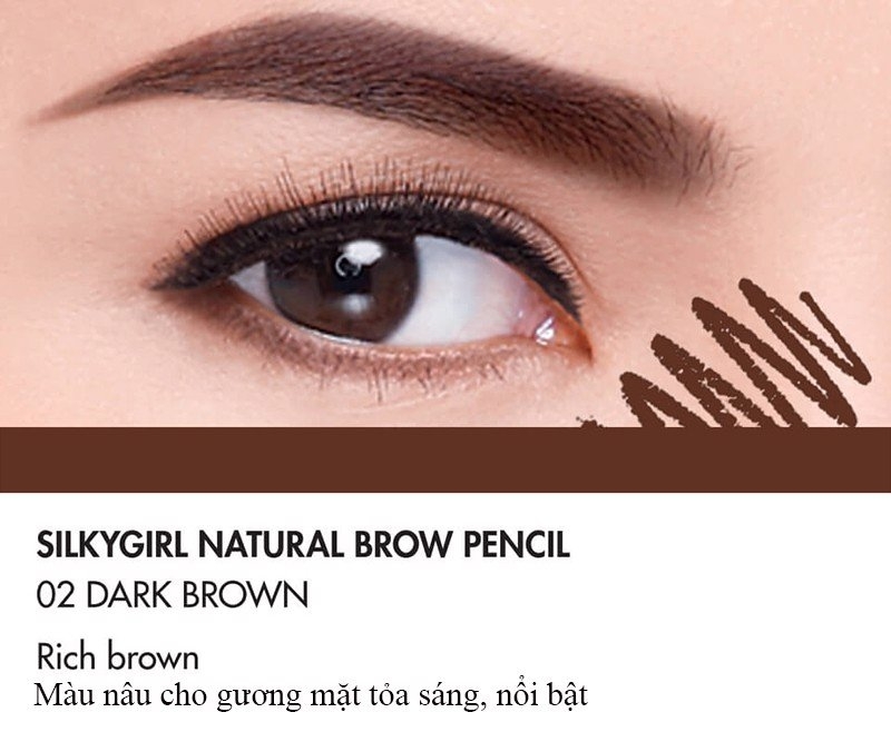 Chì Kẻ Mày Cho Đường Nét Tự Nhiên, Lâu Trôi Silkygirl Natural Brow Pencil 1.14g