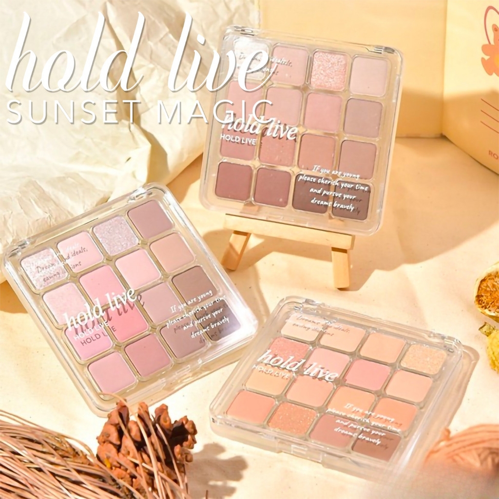 Bảng Phấn Mắt 16 Ô Trang Điểm Mắt Nhũ Mịn Lì Hold Live Sunset Magic Eyeshadow Palette HL716 19.2g