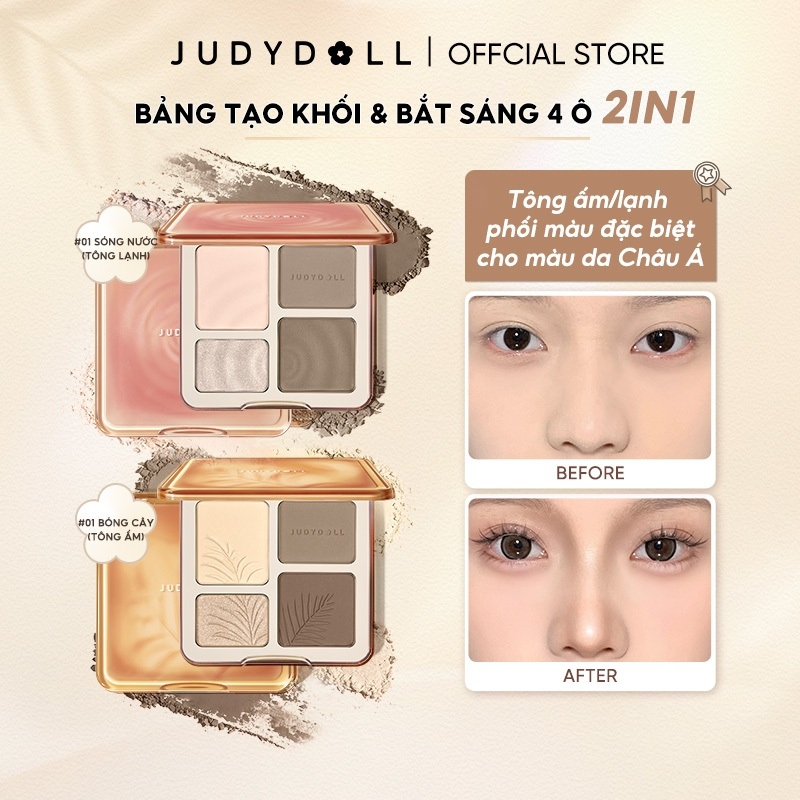 Bảng Phấn Bắt Sáng Và Tạo Khối JudyDoll Highlighter Contour Palette 9g