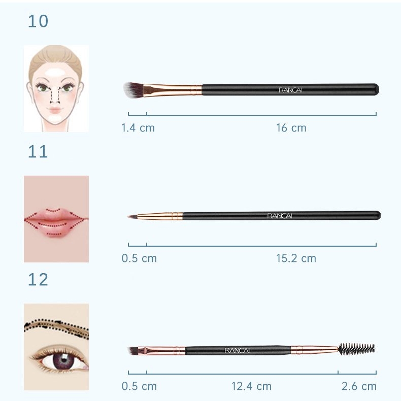 Bộ Cọ Trang Điểm 12 Cây Lông Siêu Mượt Tặng Túi Da Cao Cấp RANCAI