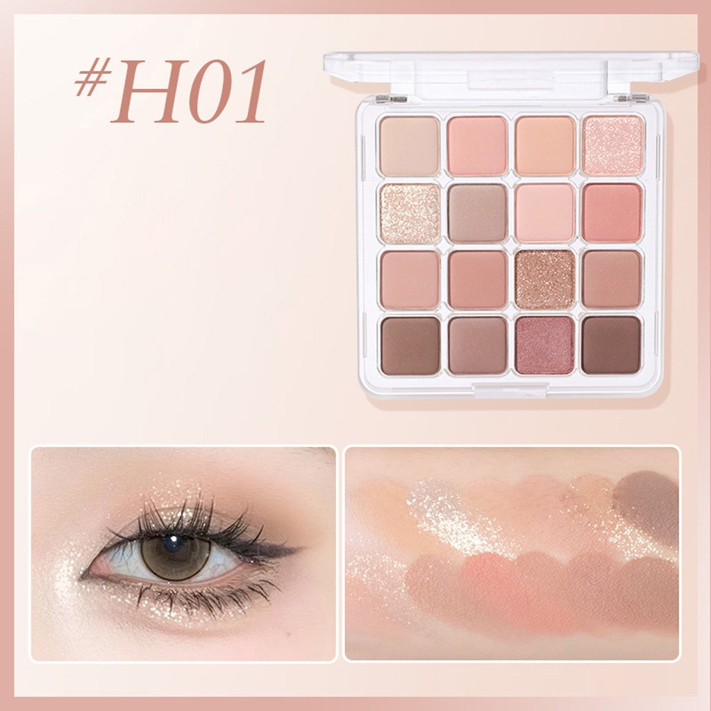 Bảng Phấn Mắt 16 Ô Trang Điểm Mắt Nhũ Mịn Lì Hold Live Sunset Magic Eyeshadow Palette HL716 19.2g