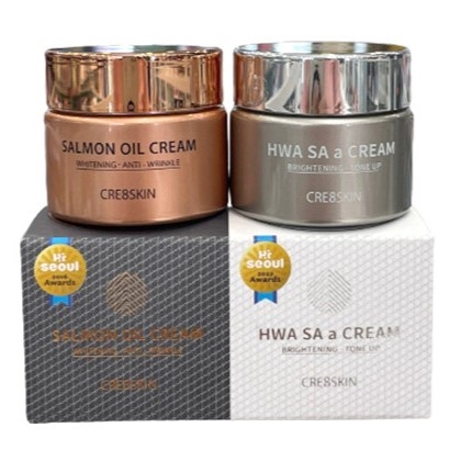 Set Kem Dưỡng Da Cá Hồi Salmon oil cream và Hwa sa a cream Cre8skin mini 20gx2