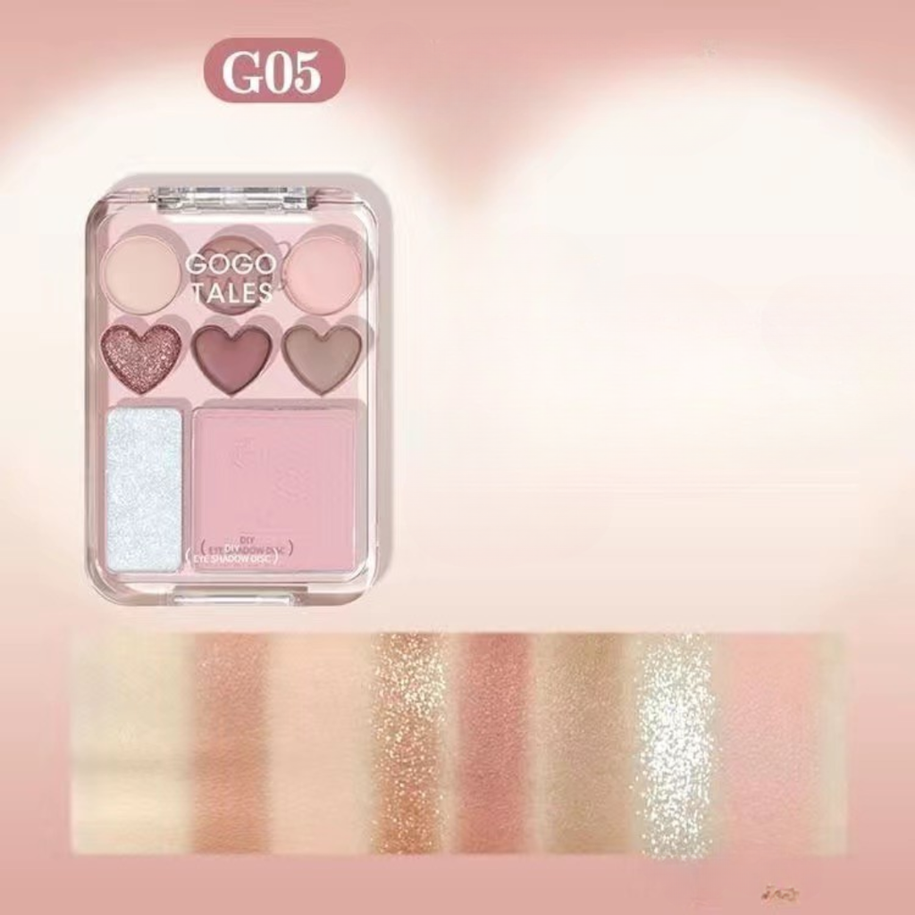 Bảng Phấn Mắt Phấn Má 8 Màu GOGO TALES Stick Sweet Heart Powder Blusher Eyeshadow Palette GT609 9.5g