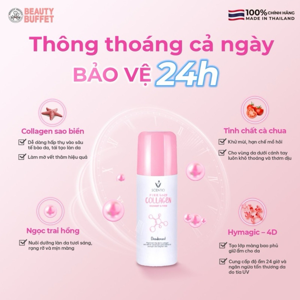 Lăn khử mùi Scentio Pink Collagen Radiant & Firm Deodorant 50ml