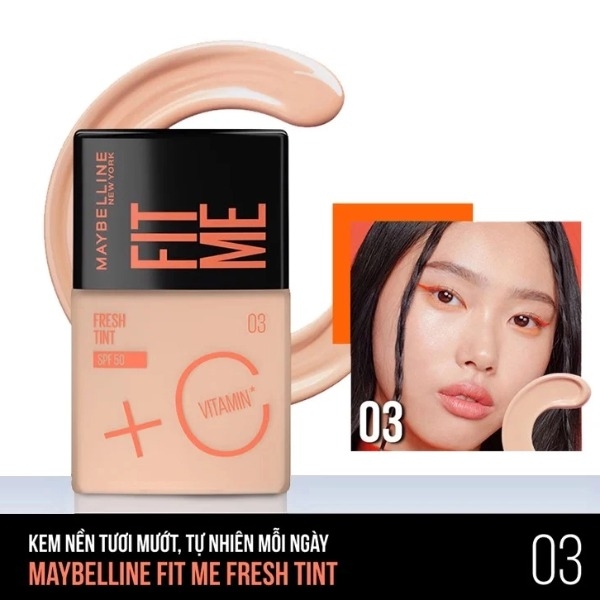 Kem Nền Căng Mướt Maybelline Fit Me Fresh Tint Vitamin C Foundation SPF50 PA+++ 30ml