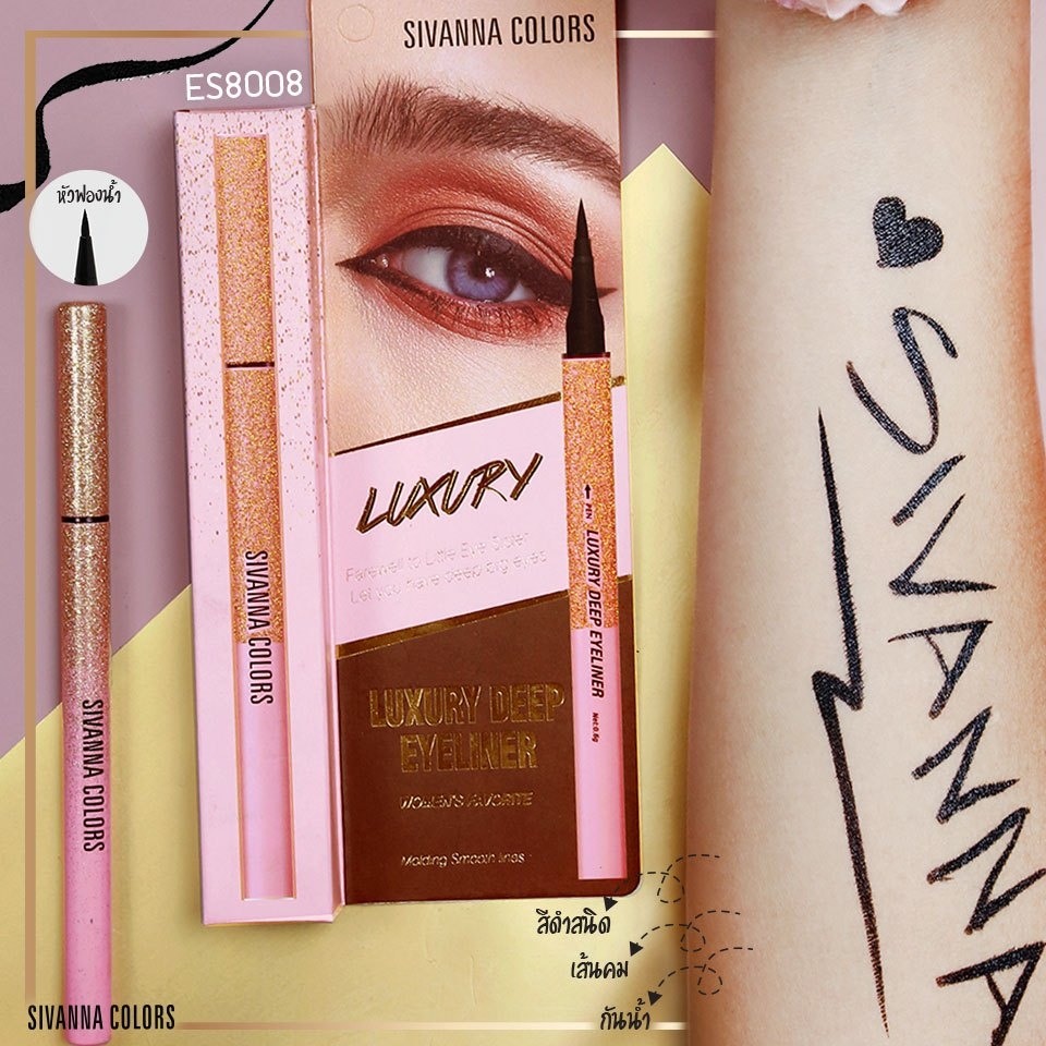 Bút Kẻ Mắt Nước Lâu Trôi, Không Lem Sivanna Luxury Deep Eyeliner ES8008 0.6ml