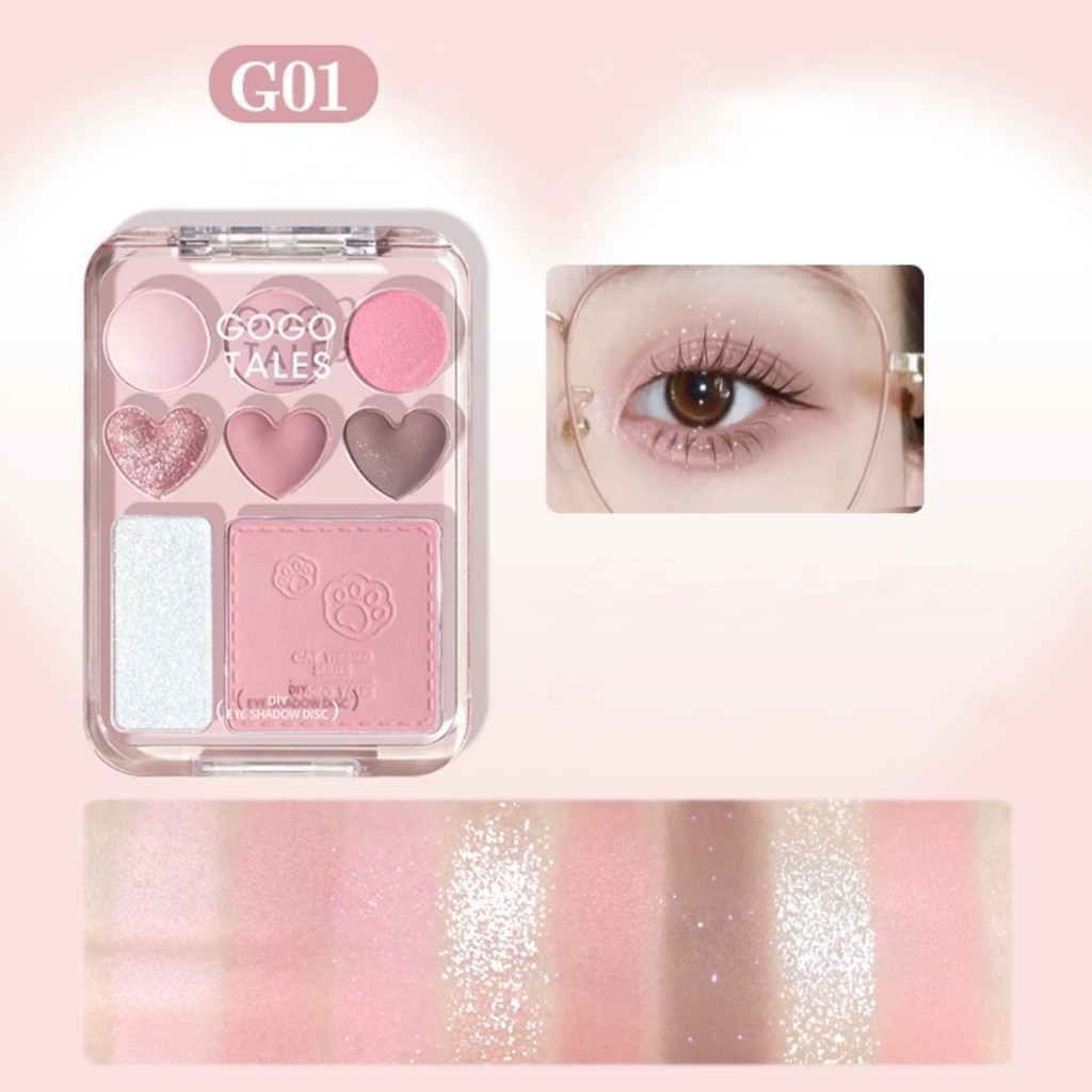 Bảng Phấn Mắt Phấn Má 8 Màu GOGO TALES Stick Sweet Heart Powder Blusher Eyeshadow Palette GT609 9.5g