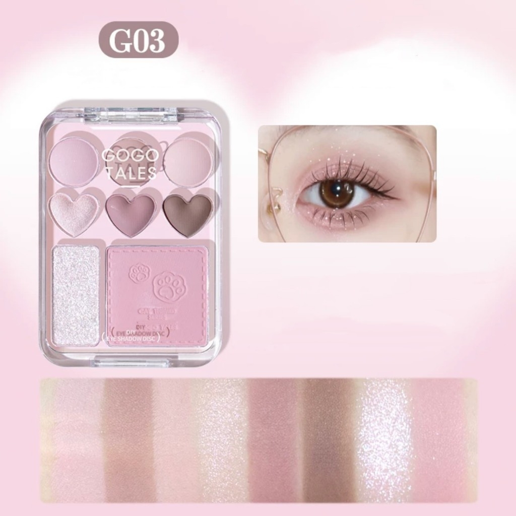 Bảng Phấn Mắt Phấn Má 8 Màu GOGO TALES Stick Sweet Heart Powder Blusher Eyeshadow Palette GT609 9.5g