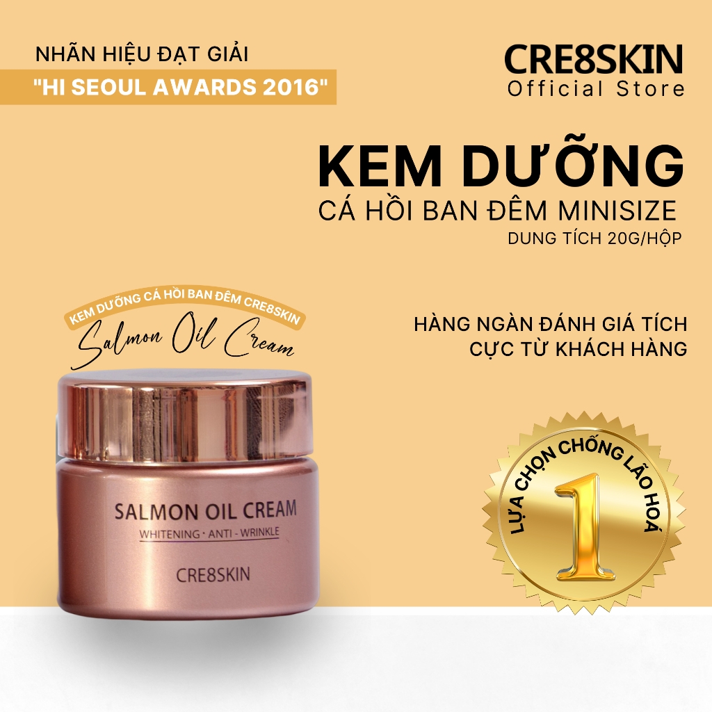 Set Kem Dưỡng Da Cá Hồi Salmon oil cream và Hwa sa a cream Cre8skin mini 20gx2