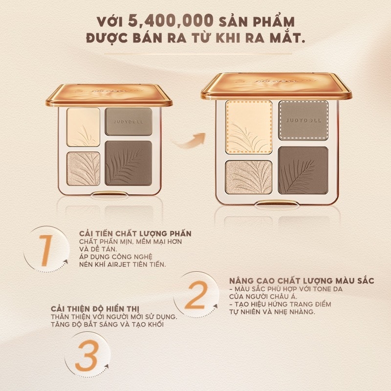 Bảng Phấn Bắt Sáng Và Tạo Khối JudyDoll Highlighter Contour Palette 9g