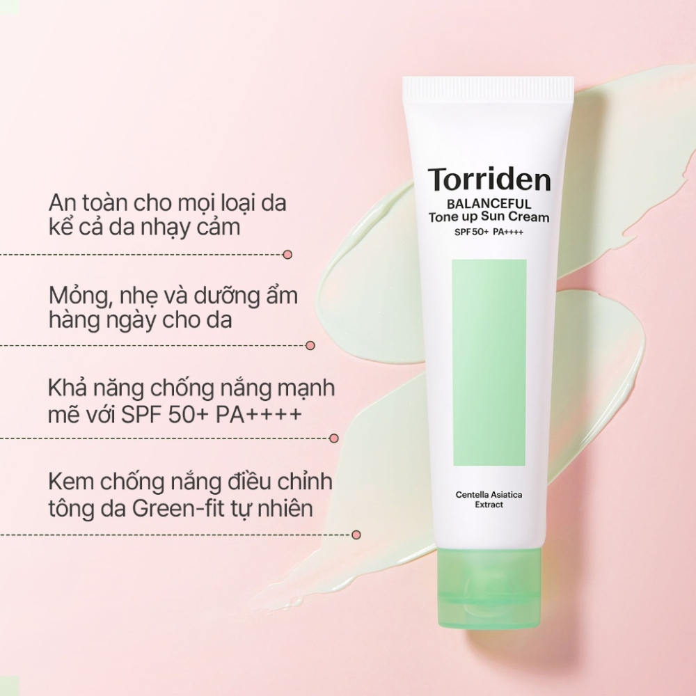 Kem Chống Nắng Nâng Tone Torriden Balanceful Cica Tone Up Sun Cream SPF50+ PA++++ 60ml