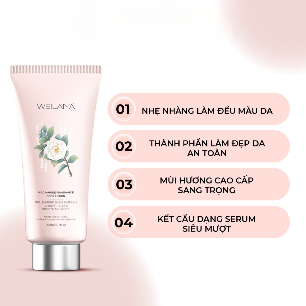 Dưỡng Thể Trắng Da Hoa Trà Weilaiya Niacinamide Fragrance Body Lotion 200ml