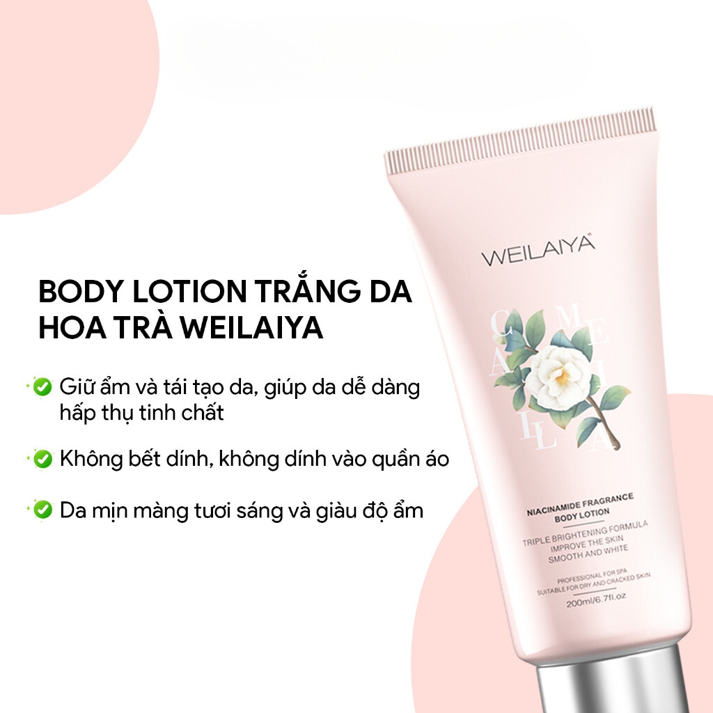 Dưỡng Thể Trắng Da Hoa Trà Weilaiya Niacinamide Fragrance Body Lotion 200ml