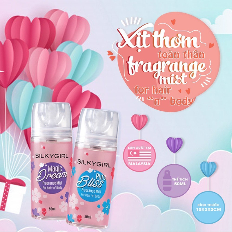 Xịt Thơm Toàn Thân Và Tóc Silkygirl Fragrance Mist Hair And Body 50ml