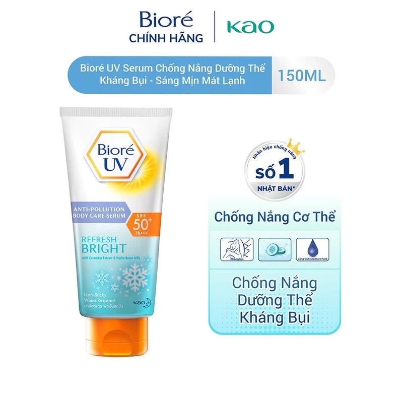 Serum Dưỡng Thể Chống Nắng Kháng Bụi Bioré UV Anti-Pollution Body Care Serum SPF 50+/PA+++ 150ml