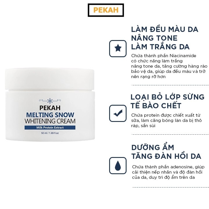 Kem Dưỡng Làm Sáng Và Nâng Tông Da Pekah Melting Snow Whitening Cream 50ml