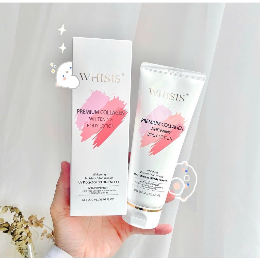 Kem Dưỡng Thể Chống Nắng Whisis Premium Collagen Whitening Body Lotion SPF50+ PA++++ 200ml