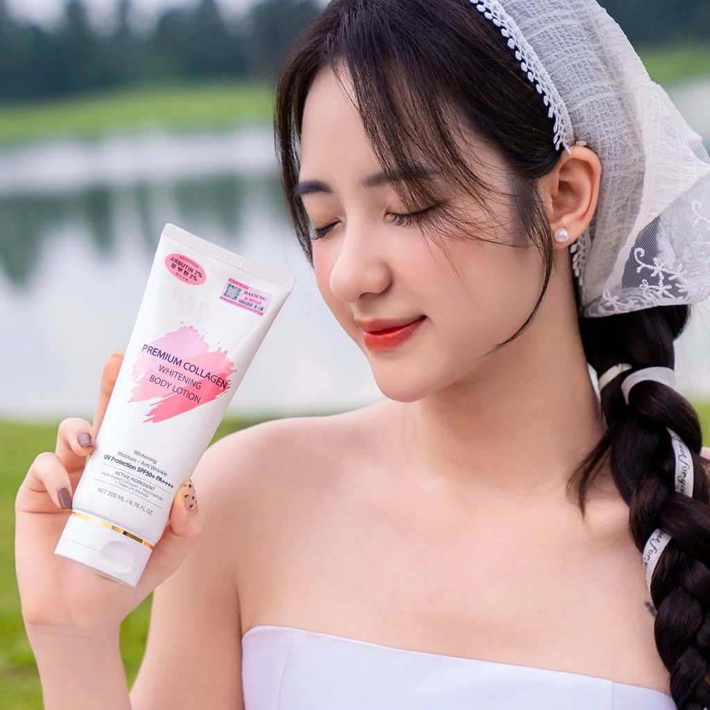 Kem Dưỡng Thể Chống Nắng Whisis Premium Collagen Whitening Body Lotion SPF50+ PA++++ 200ml