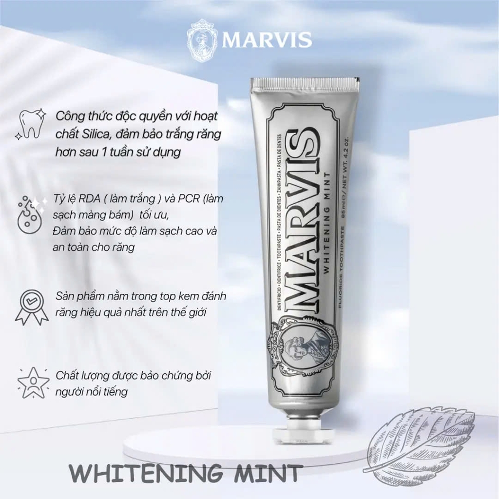 Kem Đánh Răng Trắng Răng Cao Cấp Marvis Whitening Mint 85ml