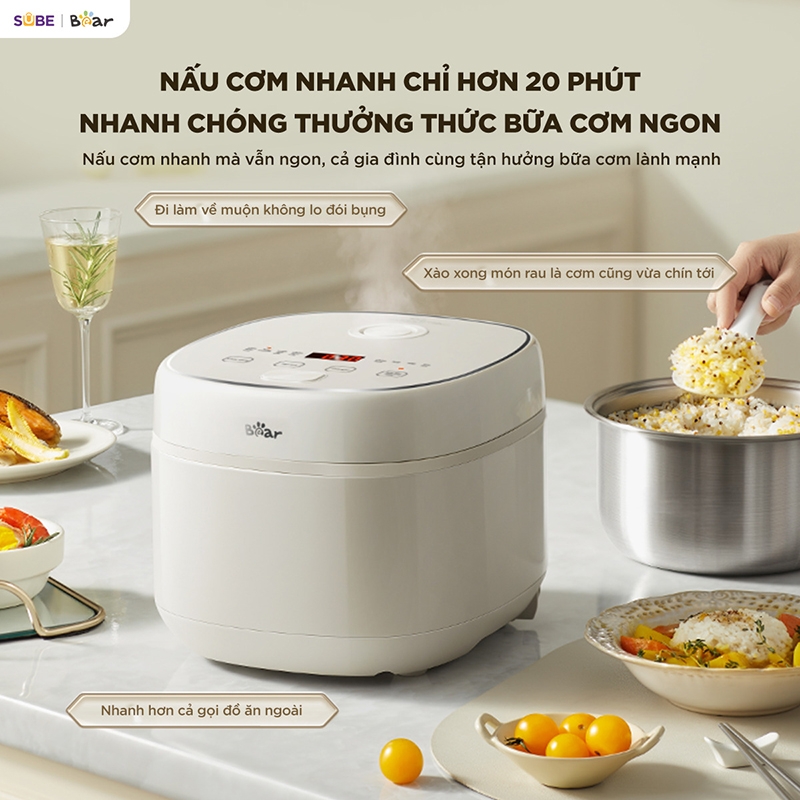 Nồi cơm điện Bear 1.2L RC-5H30O12 (lòng inox)