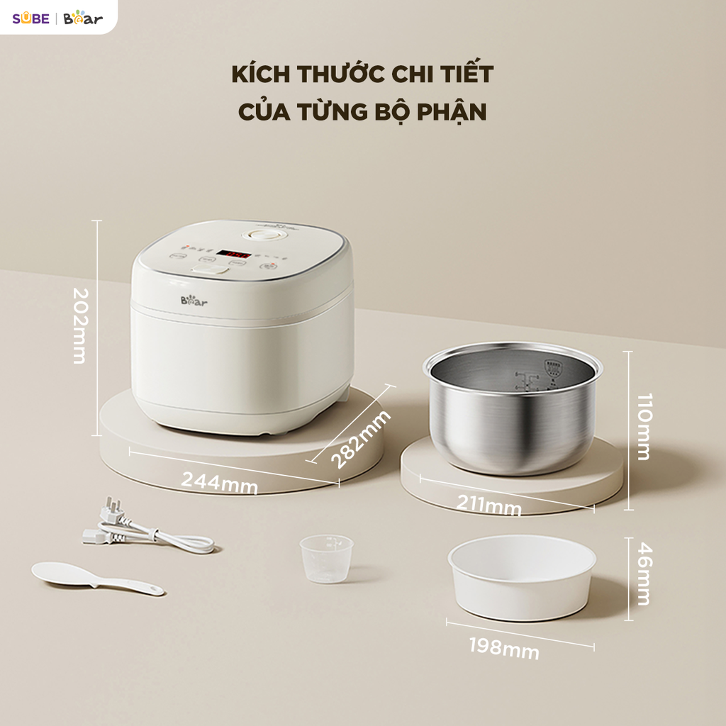 Nồi cơm điện Bear 1.2L RC-5H30O12 (lòng inox)