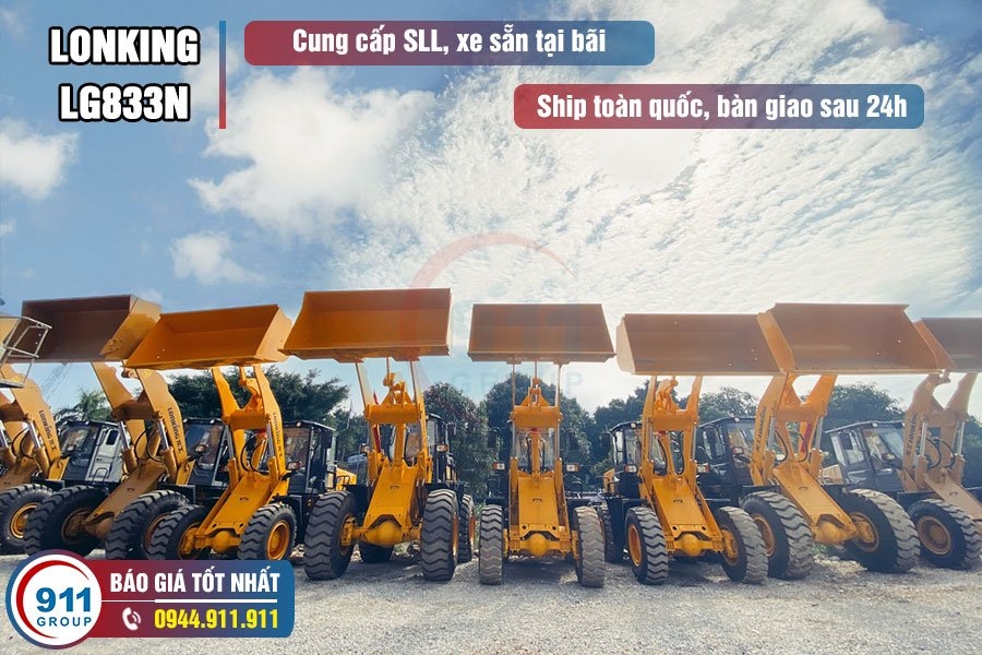 Máy xúc lật bánh lốp Lonking gầu 2.3m3 Model: LG833N