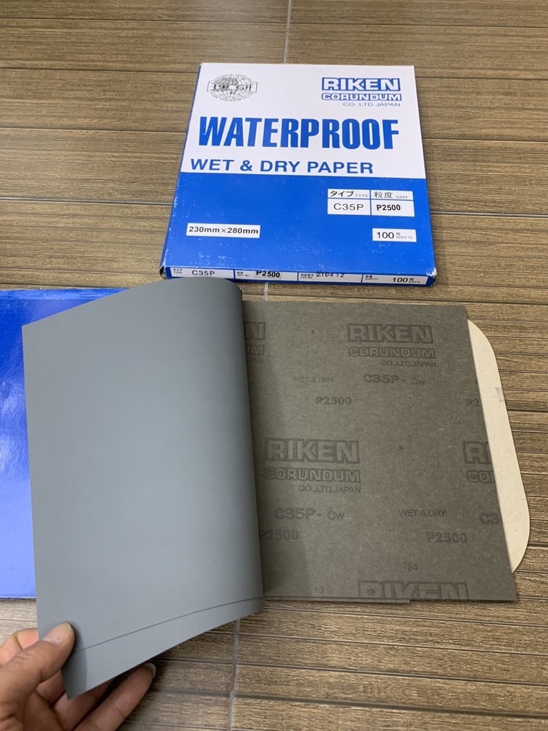 Giấy nhám chịu nước siêu mịn P2500, hãng Riken, mã CP35, kích thước 9''x11''
