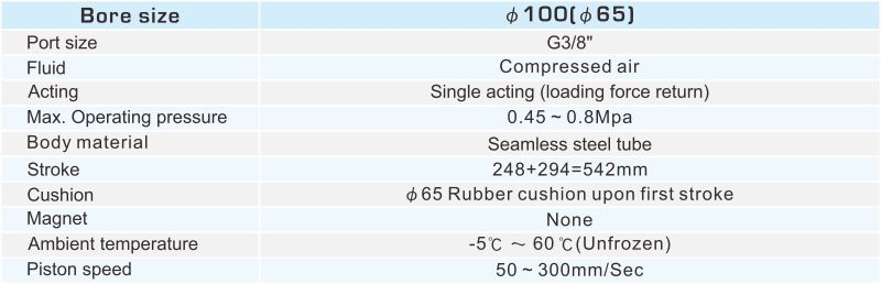 TC63-R013007-0542 TELESCOPE AIR CYLINDER (Single acting)