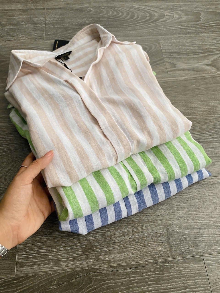 ÁO SƠ MI VẢI LANH KẺ SỌC