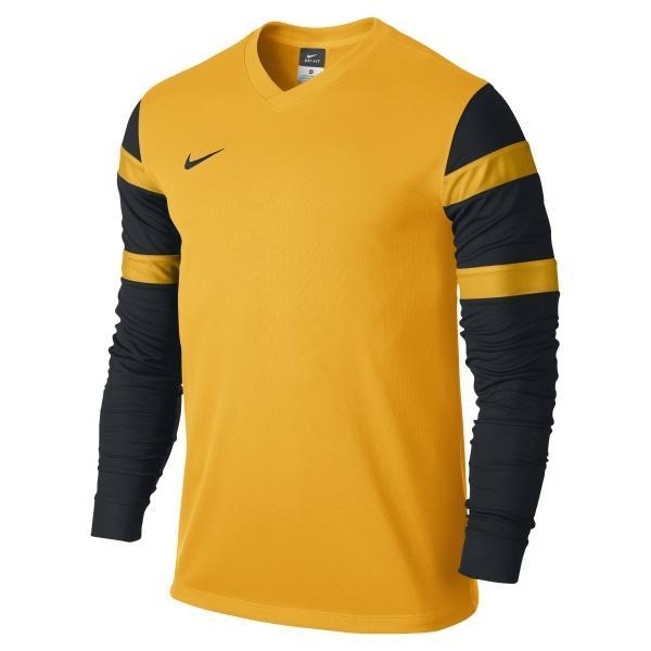 Quần áo bóng đá dài tay không logo NIKE TROPHY vàng 2015