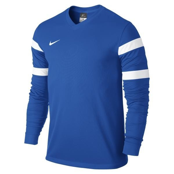 Quần áo bóng đá dài tay không logo NIKE TROPHY xanh 2015