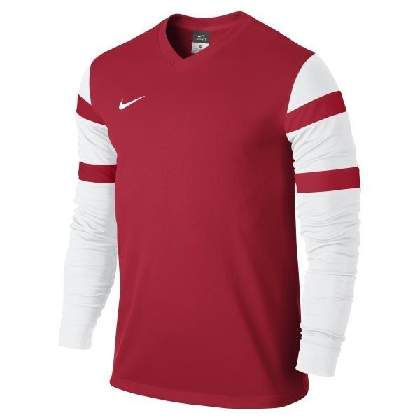 Quần áo bóng đá dài tay không logo NIKE TROPHY đỏ 2015