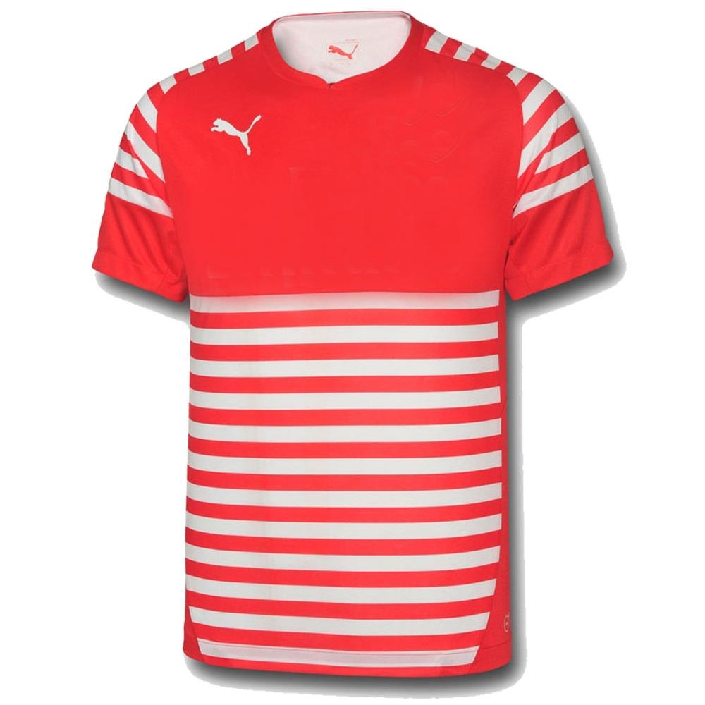 ÁO BÓNG ĐÁ KHÔNG LOGO PUMA KẺ ĐỎ