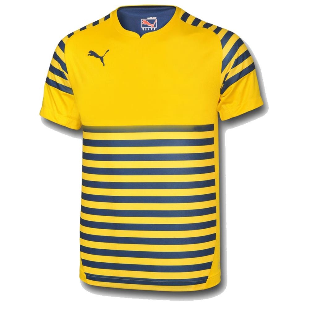 ÁO BÓNG ĐÁ KHÔNG LOGO PUMA KẺ VÀNG