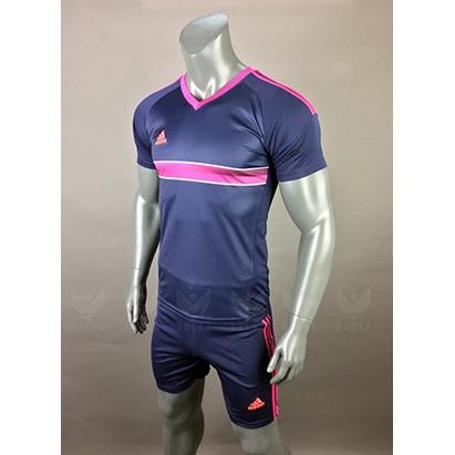 Áo bóng đá không logo Adidas line xanh hồng