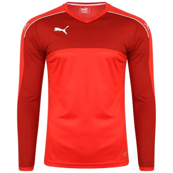 Quần áo bóng đá dài tay không logo PUMA ACCURACY đỏ