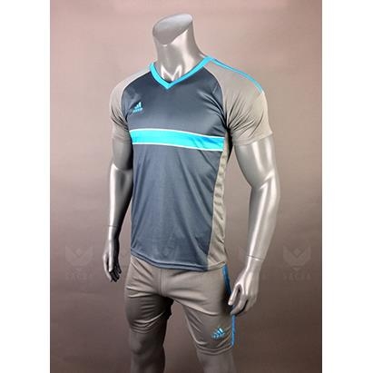 Áo bóng đá không logo Adidas line xám
