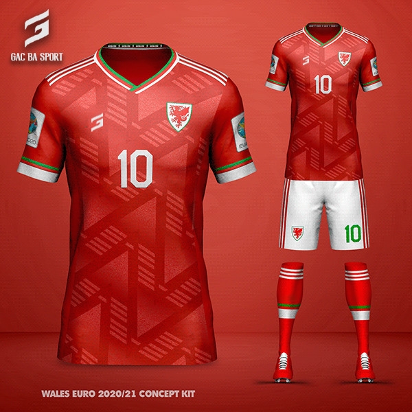 Quần áo bóng đá thiết kế Xứ Wales  Euro 2021