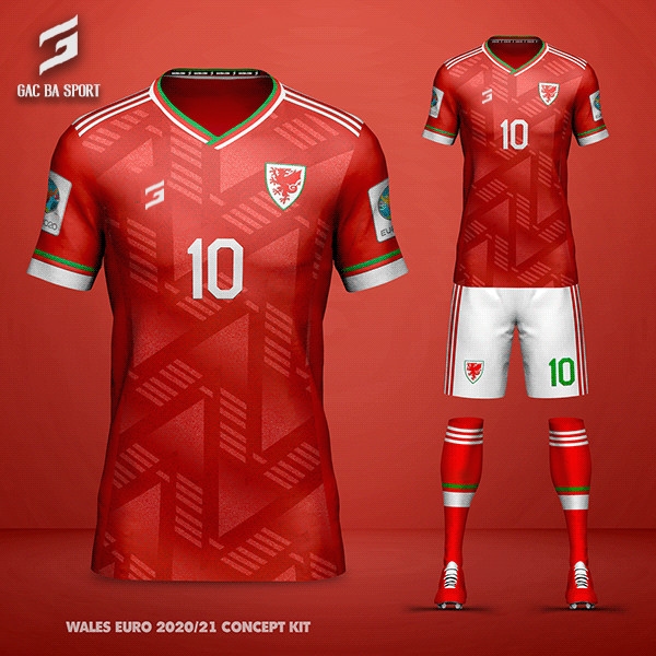 Quần áo bóng đá thiết kế Xứ Wales Euro 2021