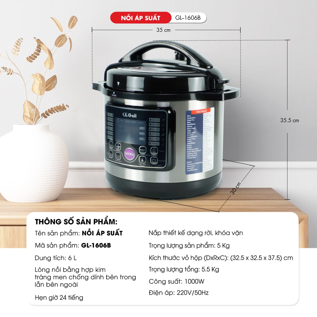 Nồi áp suất 1606B - 6 Lít - Bảo hành 2 năm